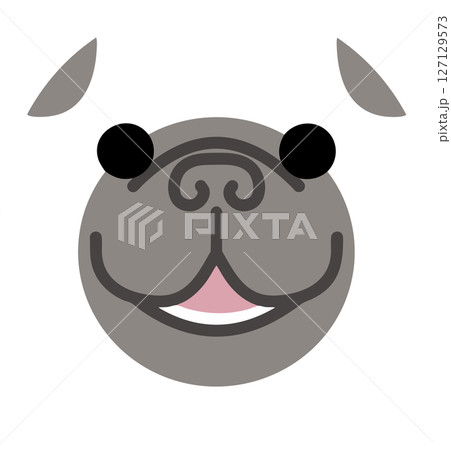 ニコニコパグ　丸いイラスト 127129573