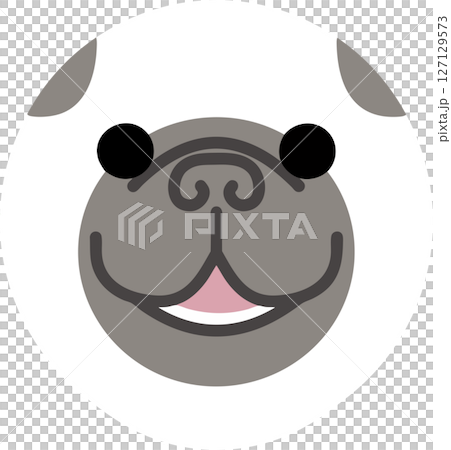 ニコニコパグ　丸いイラスト 127129573