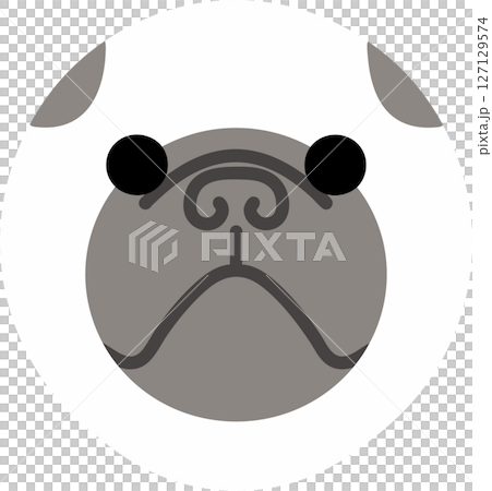 生氣的哈巴狗圓形插圖 127129574