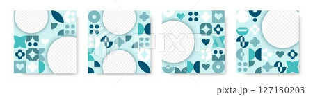 Square templates on medical theme with place for photo 127130203