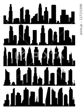 Vector city silhouette collection. Modern urban landscapes. High buildings with windows. Illustration on white background Vector city silhouette collection. Modern urban landscapes. High buildings with windows. Illustration on white background 127131096