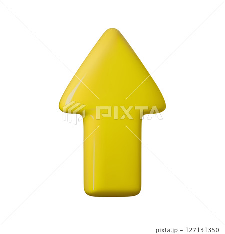 Bright yellow 3D arrow pointing upwards, symbolizing growth and progress. Ideal for business presentations, success indicators, and digital interfaces. Vector illustration. Bright yellow 3D arrow pointing upwards, symbolizing growth and progress. Ideal for business presentations, success indicators, and digital interfaces. Vector illustration. 127131350