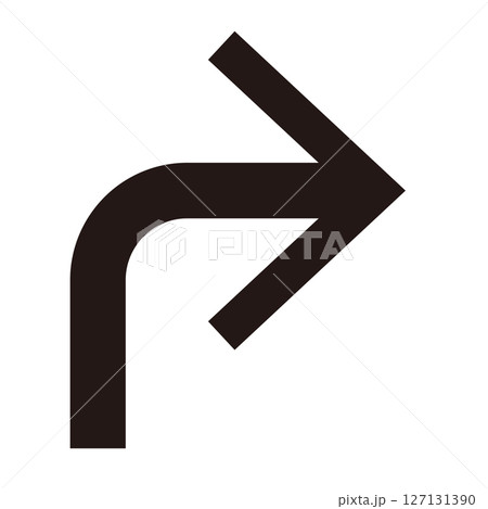 シンプルな曲がった矢印のアイコンイラスト 127131390