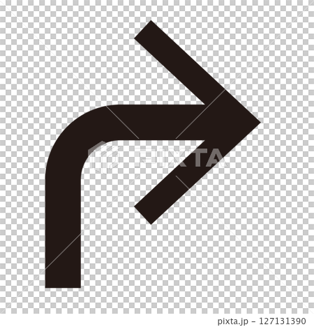 シンプルな曲がった矢印のアイコンイラスト 127131390