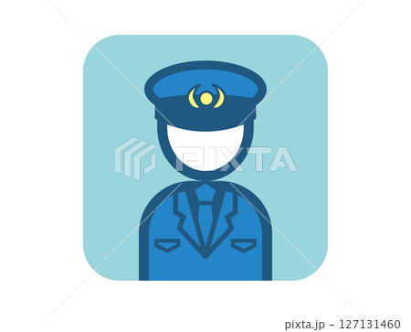 警察官おまわりさんのシンプルな四角いカラフルカラーイラストアイコン 127131460