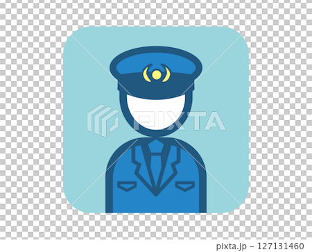 警察官おまわりさんのシンプルな四角いカラフルカラーイラストアイコン 127131460