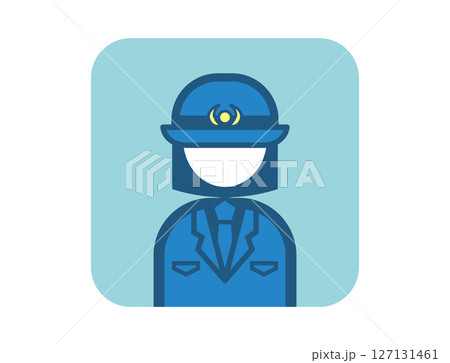 警察官おまわりさんのシンプルな四角いカラフルカラーイラストアイコン 127131461