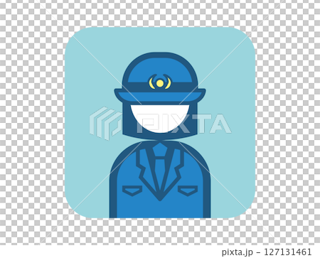 警察官おまわりさんのシンプルな四角いカラフルカラーイラストアイコン 127131461