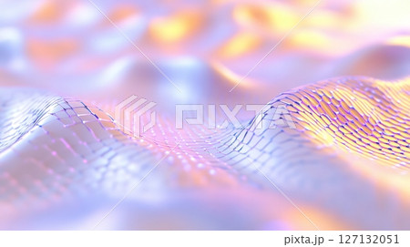 Abstract digital landscape with mesmerizing gradient mesh of pastel violet and yellow curves and ripples creating a futuristic scene. Robotics and automation 127132051