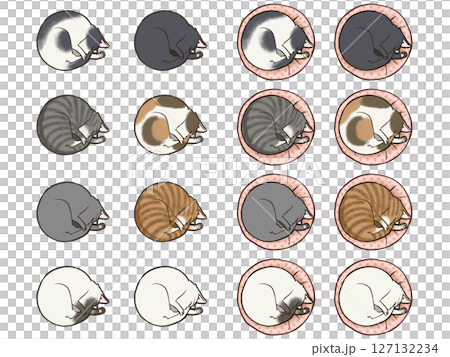 Curled up and sleeping cat set Curled up and sleeping cat set 127132234