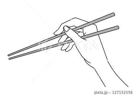 美しい所作で正しく箸を持つ手 127132556