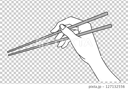 美しい所作で正しく箸を持つ手 127132556