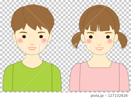 微笑的男孩和女孩的插圖集 127132626