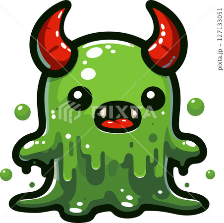 角のある緑モンスターのイラスト 127133051