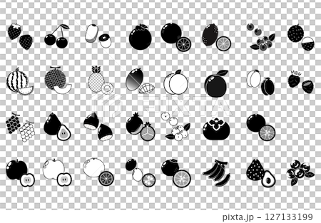 Fruit illustration set monochrome 127133199