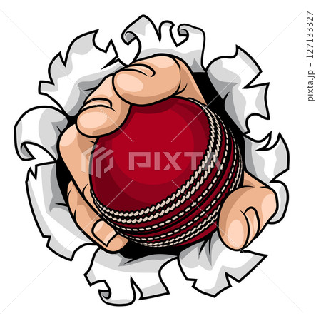 Cricket Ball Hand Tearing Background 127133327