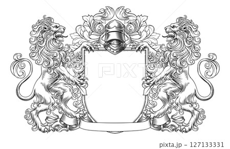 Coat of Arms Crest Lions Heraldry Knight Shield Coat of Arms Crest Lions Heraldry Knight Shield 127133331