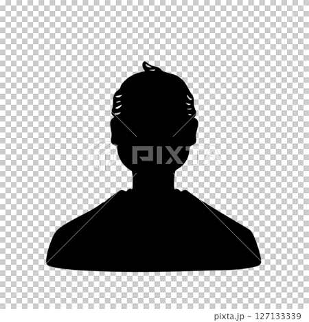 日本江戸時代の着物の白髪老人　イメージモノクロイラスト 127133339