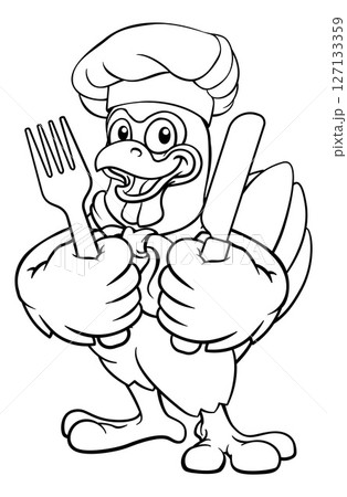 Chicken Chef Cartoon Rooster Cockerel Bird Mascot 127133359