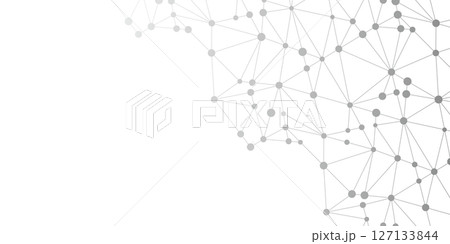 テクノロジー　ポリゴン　繋がり　近未来　背景　モノクロ　グレー 127133844