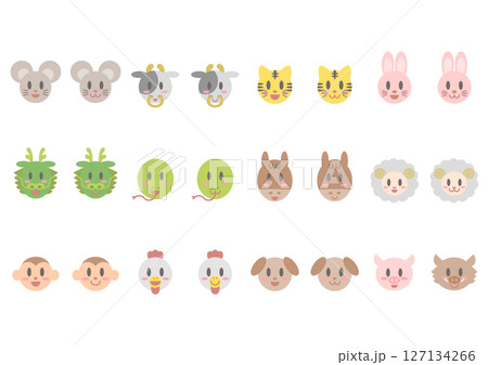 十二支動物の顔アイコンセット 127134266