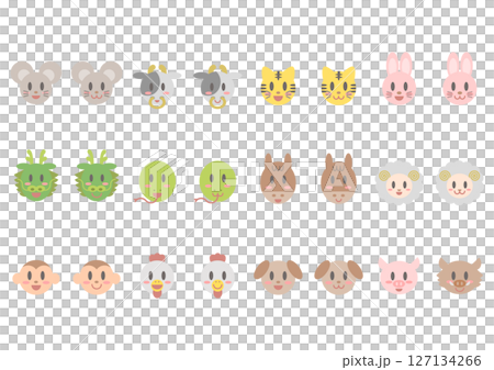 十二支動物の顔アイコンセット 127134266