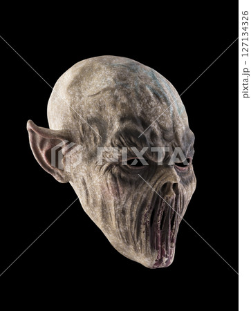 Monster head isolated on black background with clipping path Monster head isolated on black background with clipping path 127134326