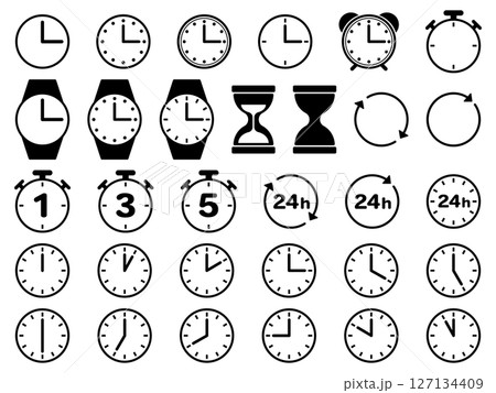 時間のアイコン31種セット　モノトーン 127134409
