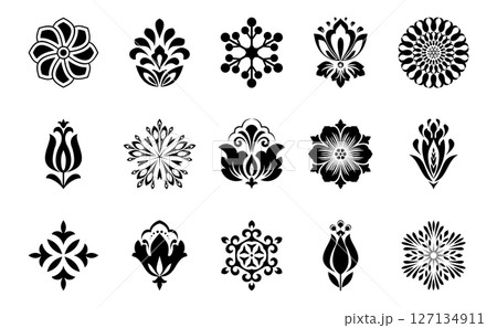 Flower icons set. Isolated elements for design. Vector graphics. 127134911