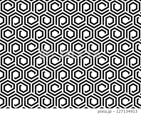 Abstract geometric pattern with stripes, lines. Seamless vector background. White and black ornament. Simple lattice graphic design. Abstract geometric pattern with stripes, lines. Seamless vector background. White and black ornament. Simple lattice graphic design. 127134913