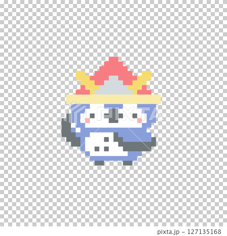 Pixel art of a red helmet and an owl raising its hand Pixel art of a red helmet and an owl raising its hand 127135168