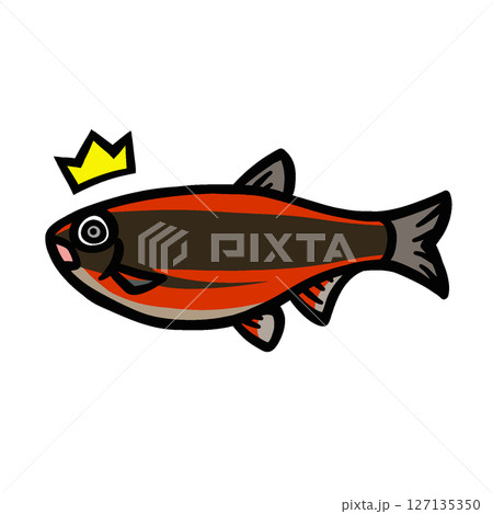 かわいいビックリするウグイのイラスト 127135350