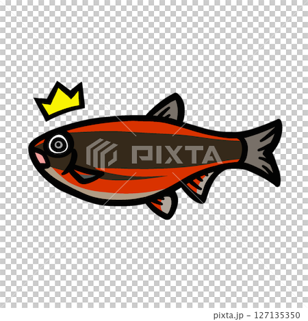 かわいいビックリするウグイのイラスト 127135350