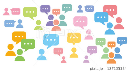人　話す　アイコン　イラスト　カラフル　沢山 127135384