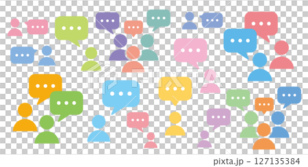 人　話す　アイコン　イラスト　カラフル　沢山 127135384