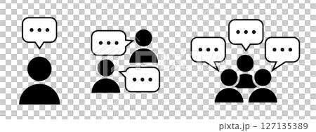 人　会話　話す　ミーティング　アイコン　ベクター　黒	 127135389