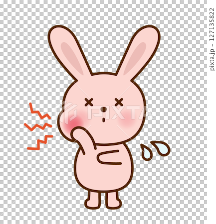 歯が痛くて顔をしかめるかわいいうさぎのイラスト 127135822