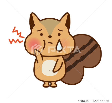 歯が痛くて顔をしかめるかわいいリスのイラスト 127135826