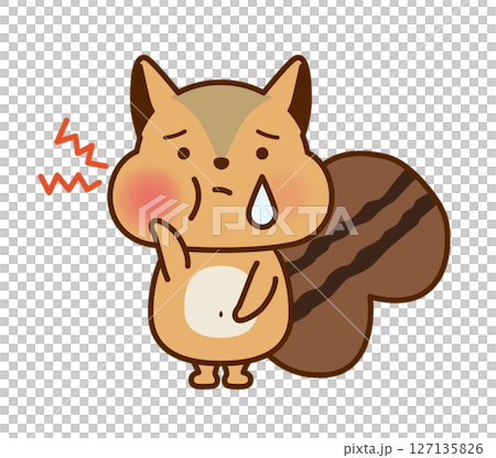 歯が痛くて顔をしかめるかわいいリスのイラスト 127135826