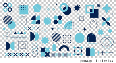 Geometry Memphis decoration set light blue navy blue blue vector 127136133