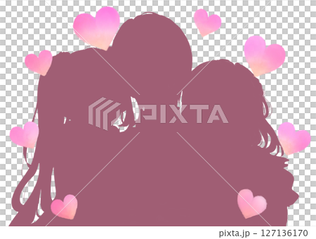 Man being held by two women Silhouette Heart 127136170