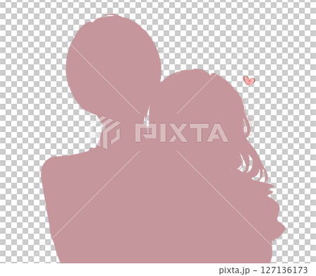 寄り添う女性と引き美味の男性　シルエット 127136173
