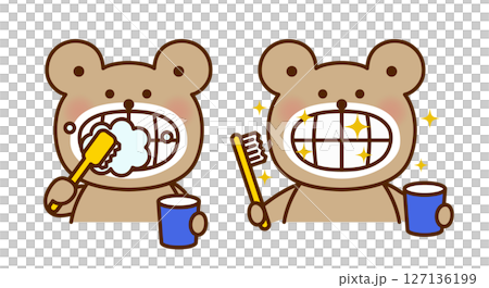 一隻可愛的熊刷牙的插圖 一隻可愛的熊刷牙的插圖 127136199
