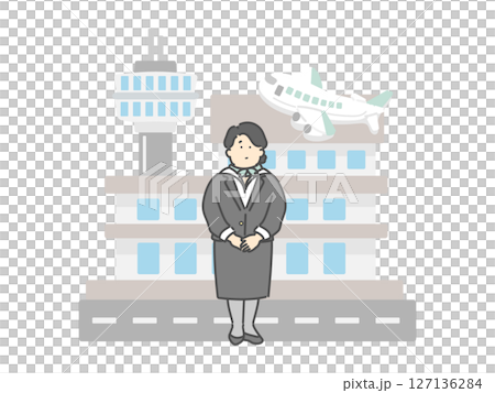 空服員女子機場飛機建築插畫 127136284