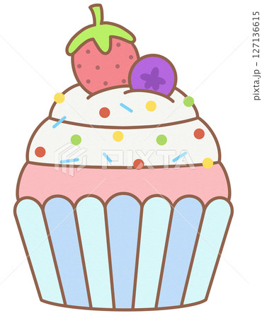 Cute Pastel Dessert CupCake with Mixed Berry and Sprinkles Topping Cute Pastel Dessert CupCake with Mixed Berry and Sprinkles Topping 127136615