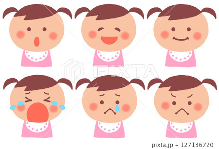 赤ちゃん 女の子 いろんな表情 赤ちゃん 女の子 いろんな表情 127136720
