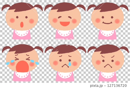 赤ちゃん 女の子 いろんな表情 赤ちゃん 女の子 いろんな表情 127136720