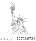 Statue of Liberty half body with style lines, National symbol of America New York 127136724