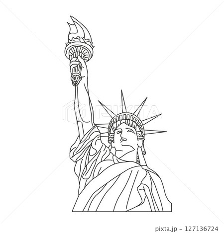 Statue of Liberty half body with style lines, National symbol of America New York Statue of Liberty half body with style lines, National symbol of America New York 127136724