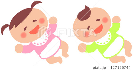 2人の赤ちゃん 男女 2人の赤ちゃん 男女 127136744